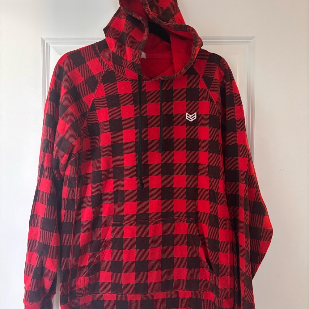 Red and Black Checkered Men's Hoodie